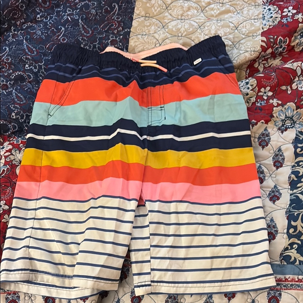 Cat & Jack Multicolor Striped Kids Swim Trunks